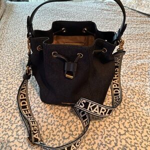 Karl Lagerfeld Blue Denim Bucket Bag